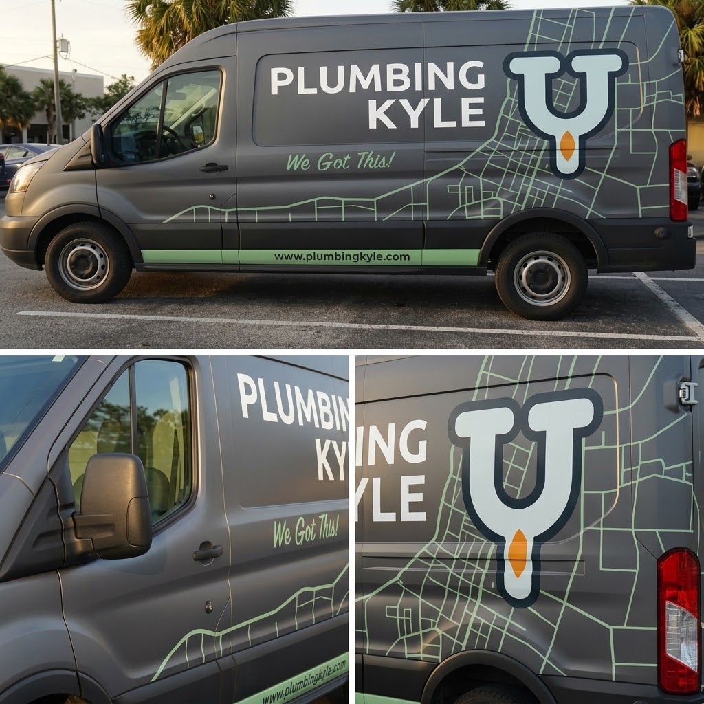 Plumbing Kyle service van with the company logo